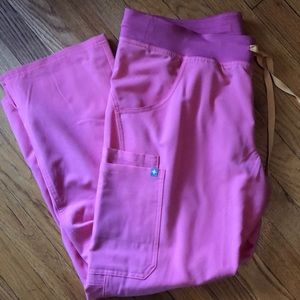 Bright Neon Pink Kade Cargo Scrub Pants L Petite